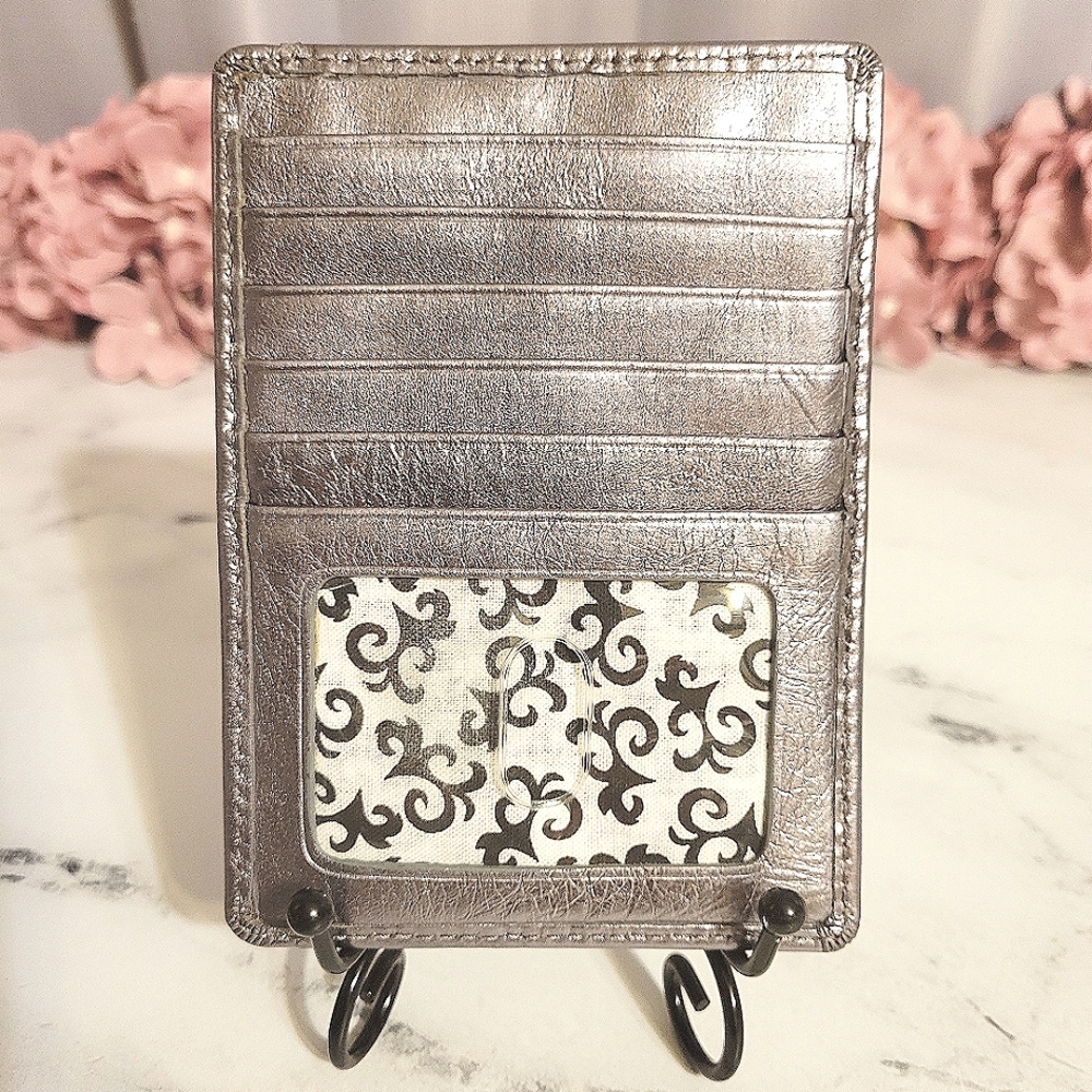 HOBO Int'l Metallic Silver Leather 'Euro Slide' Card & Passport Holder